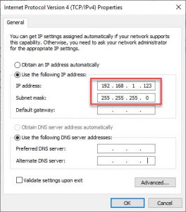 Laptp fix IP Address